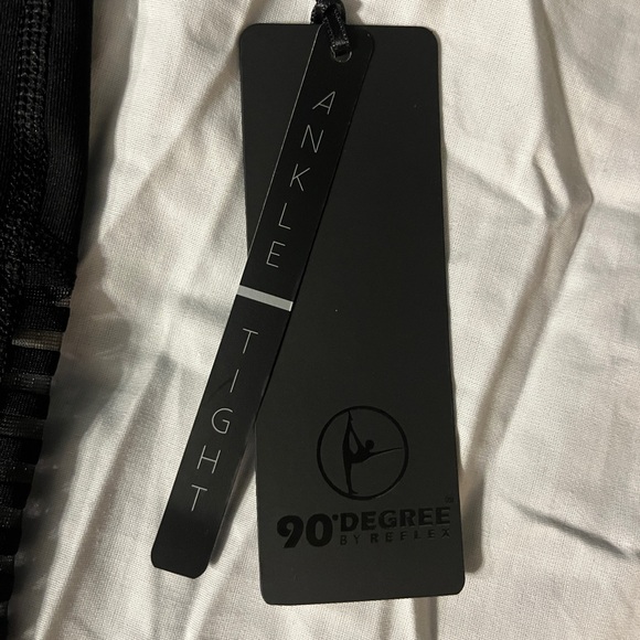 90 Degree by Reflex Black Workout Leggings with Sheer Inserts, Size L, NWT - Picture 3 of 9